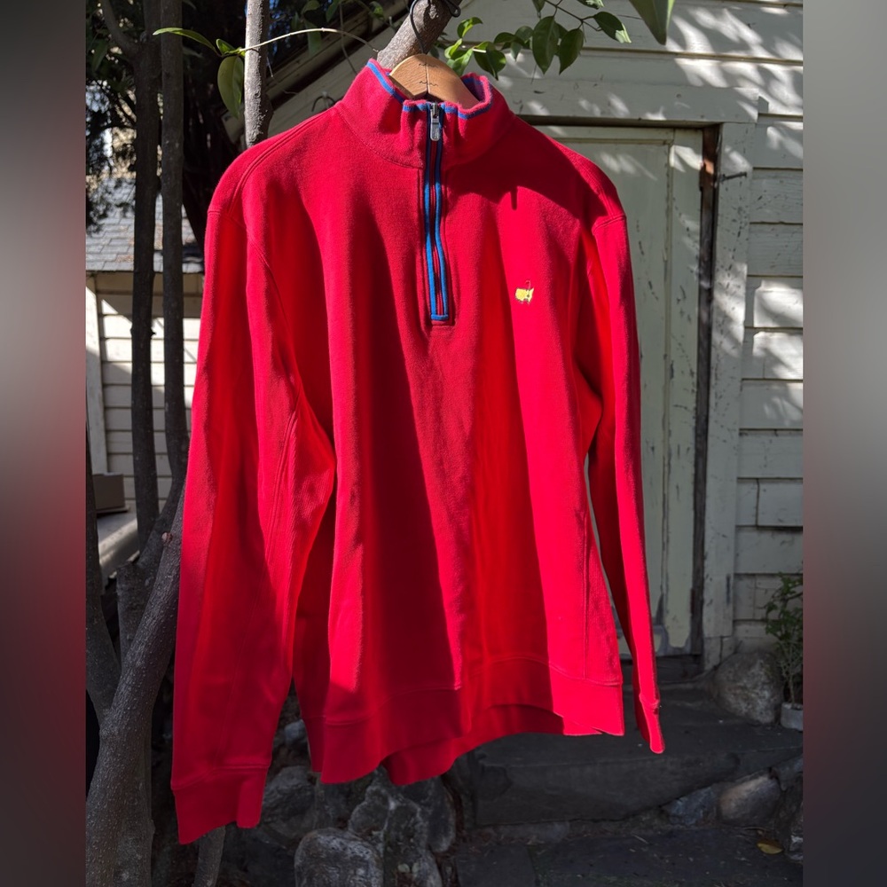 Bobby Jones Red Quarter-Zip Sweater with Contrast Trim